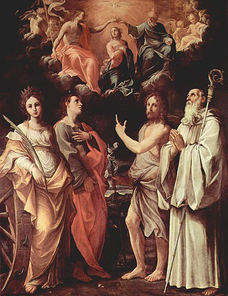 Marienkronung mit Hl. Katharina von Alexandrien, Hl. Johannes Evangelist, Hl. Johannes der Taufer, Hl. Romuald von Camaldoli